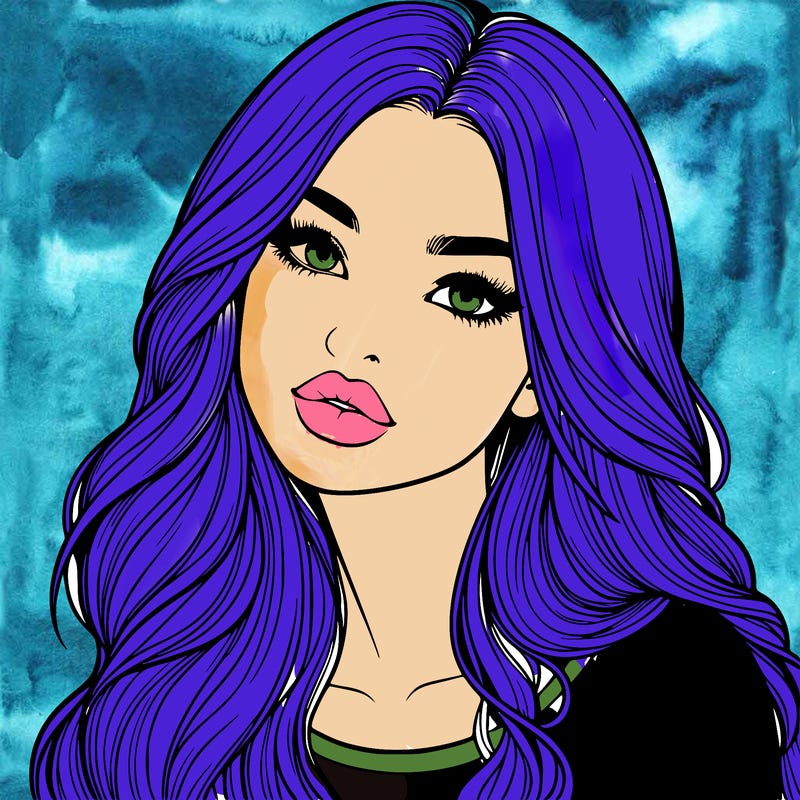 realistic girl with hair on her hair and lips