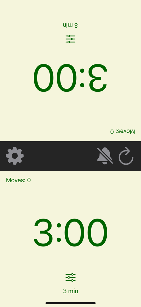 Chess.clock - Interface minimalista de cronômetro de xadrez digital mostrando dois cronômetros de 3 minutos para jogos competitivos
