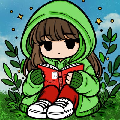 girl in oversized hoodie reading a book