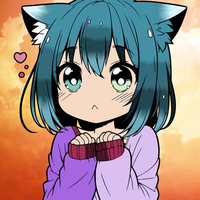 shy anime catgirl