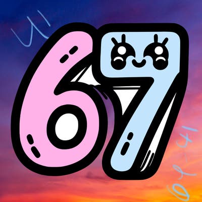 the numbers 67