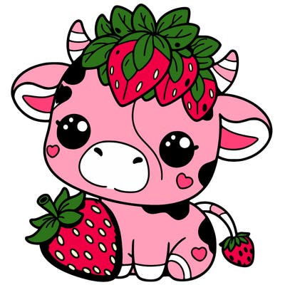 cute strawberry cow