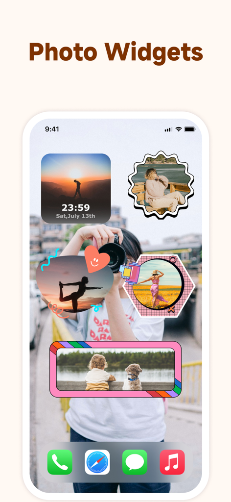 Widget Park-Transparent Widget - Aesthetic iPhone home screen with various custom shaped photo widgets