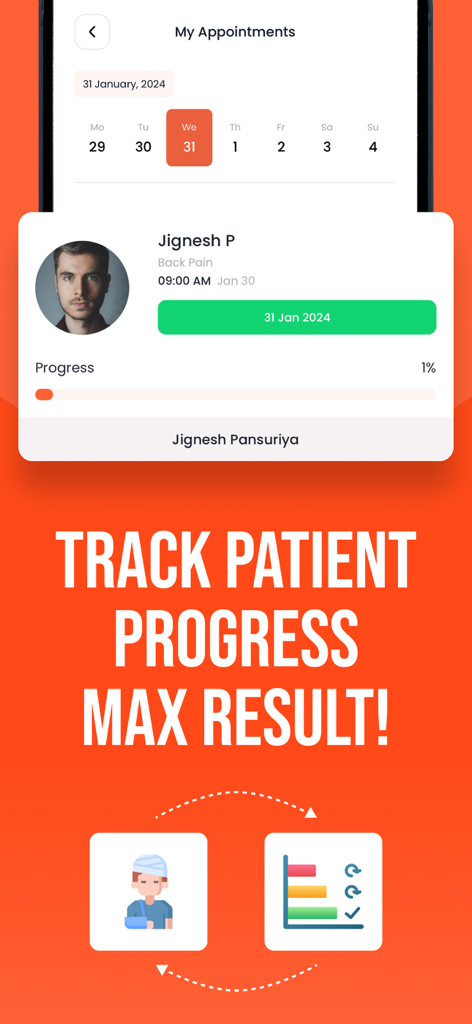 VirtueLife: Physiotherapy - Mobile interface for physical therapists to monitor patient rehabilitation progress and manage appointments