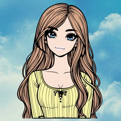 realistic girl with long hair