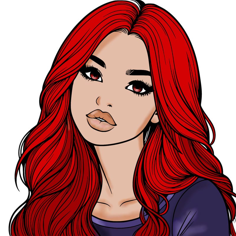 realistic girl with hair on her hair and lips