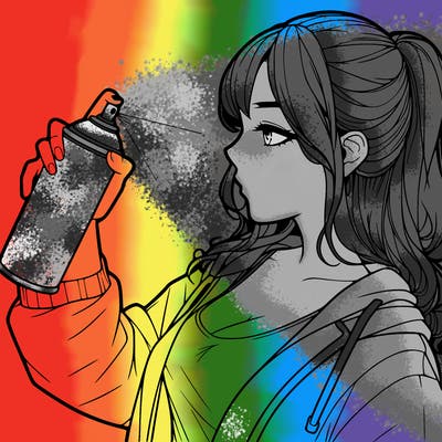 a realistic girl spray, painting