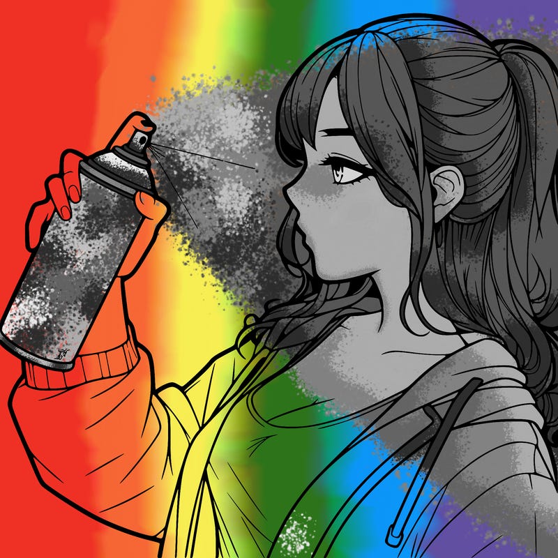 a realistic girl spray, painting