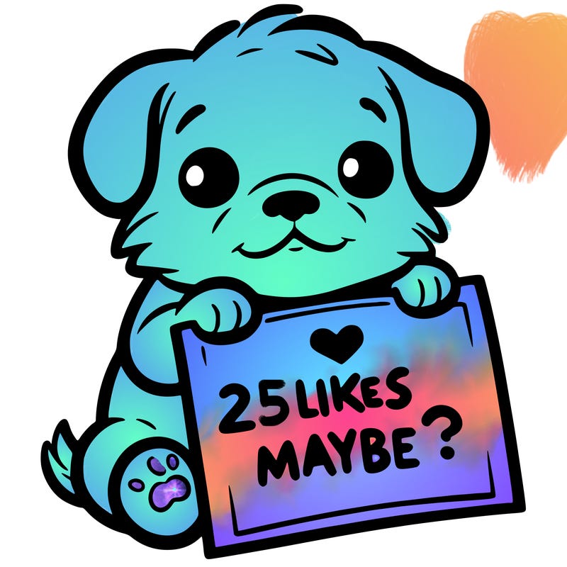 a puppy holding a sign that says 2 likes maybe?