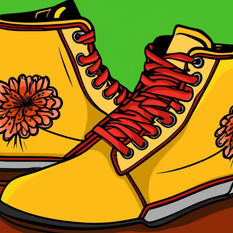 un soulier avec des fleurs à l'intérieur