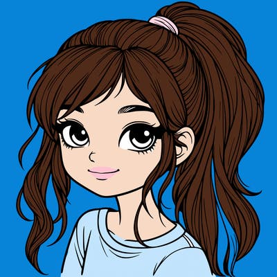 realistic girl with ponytail