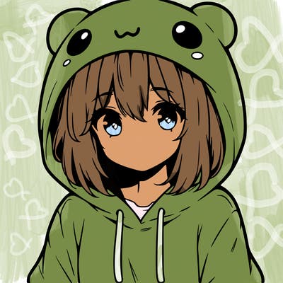anime cute girl with hoodie