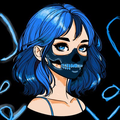 realistic girl with skull