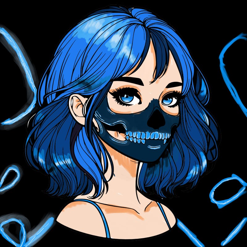 realistic girl with skull