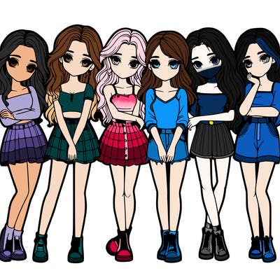 a group of girls realistic