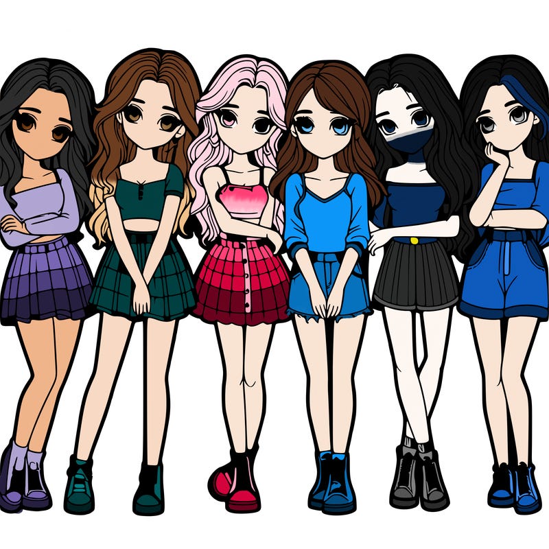 a group of girls realistic