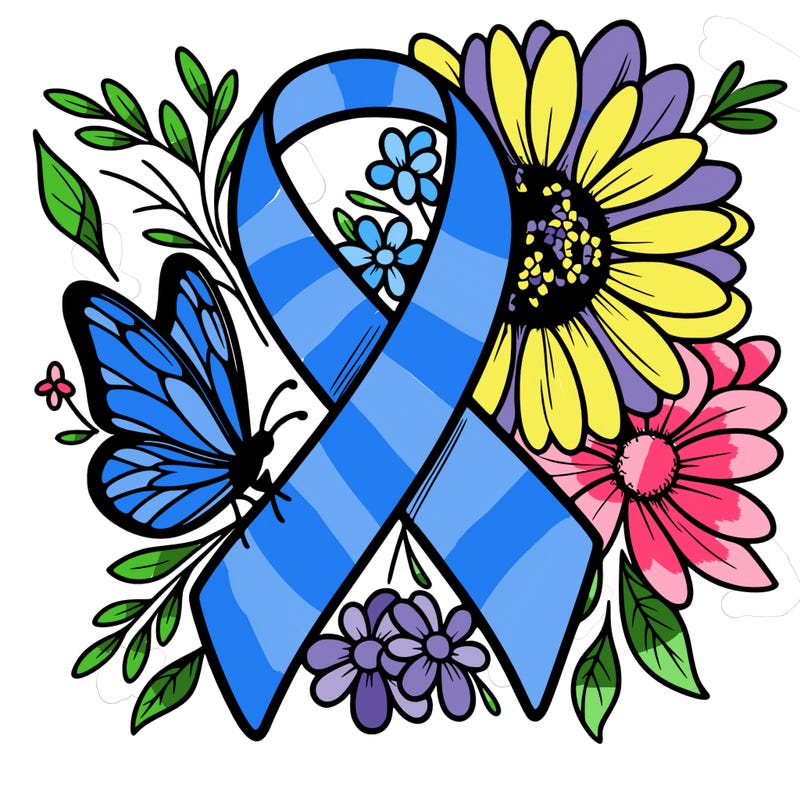cancer awareness symbol with flowers and butterflies