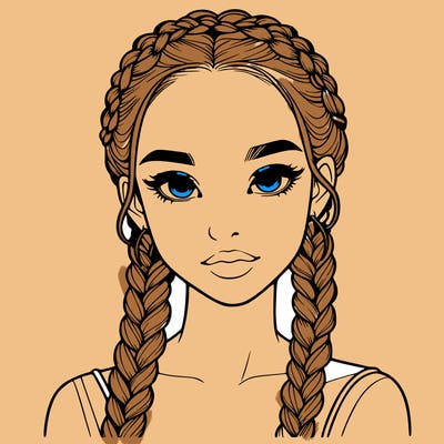 realistic girl with braids