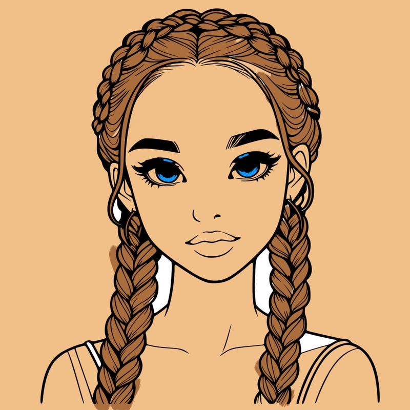 realistic girl with braids