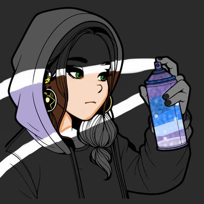 a realistic girl, spray painting