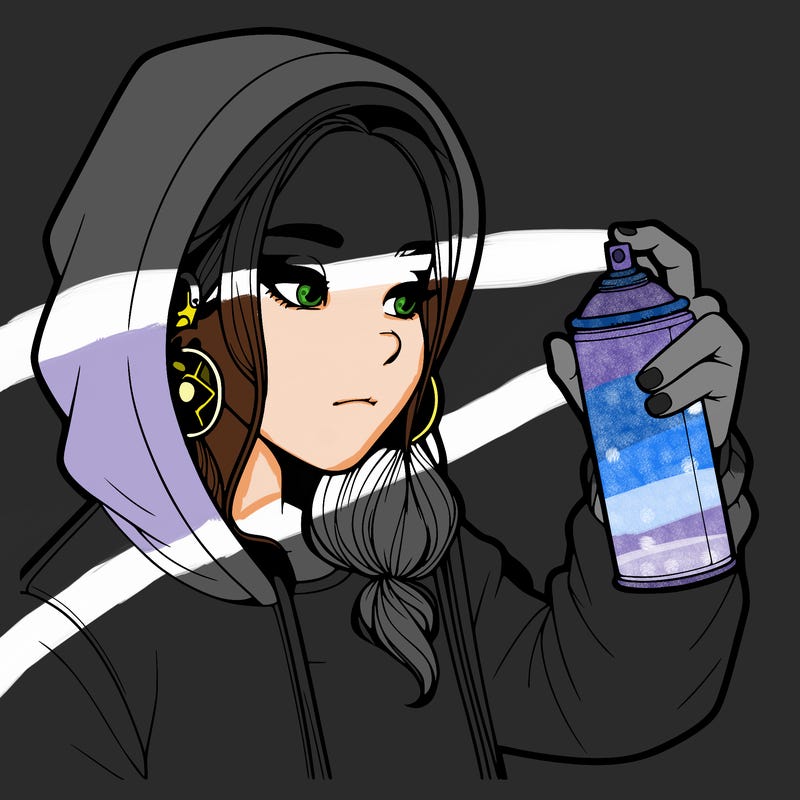 a realistic girl, spray painting