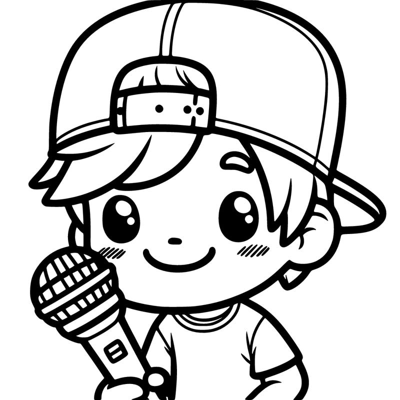 boy with backwards hat with a microphone in his hand