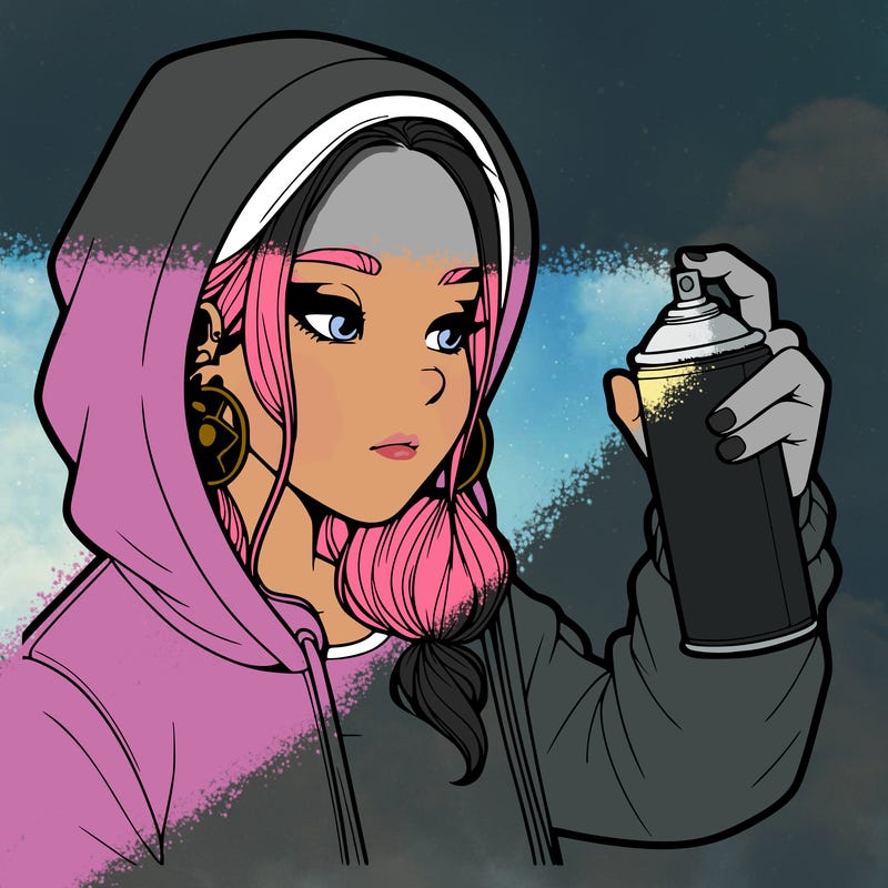 a realistic girl, spray painting