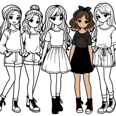 a group of five girls