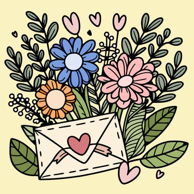 flowers with a love letter
