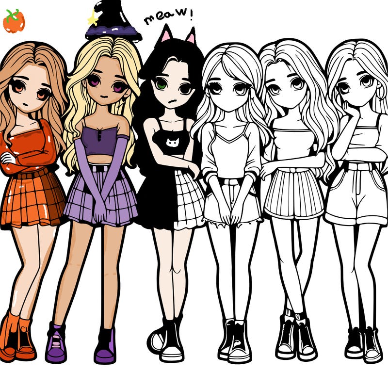 a group of girls realistic