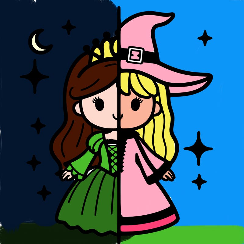 split princess and witch