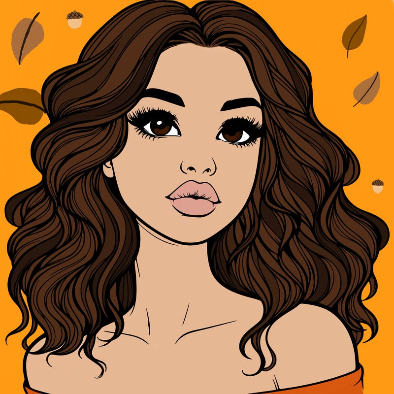 realistic girl with wavy hair and lips