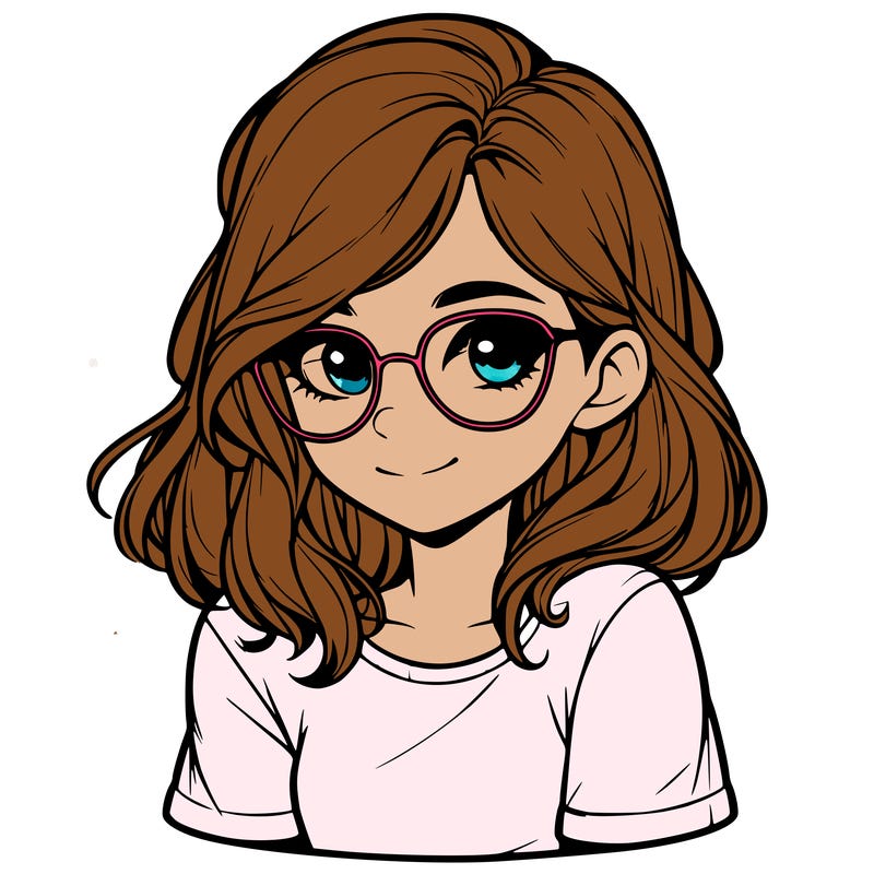 realistic girl with glasses