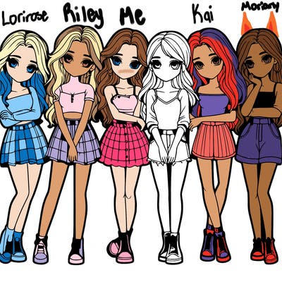 a group of girls realistic