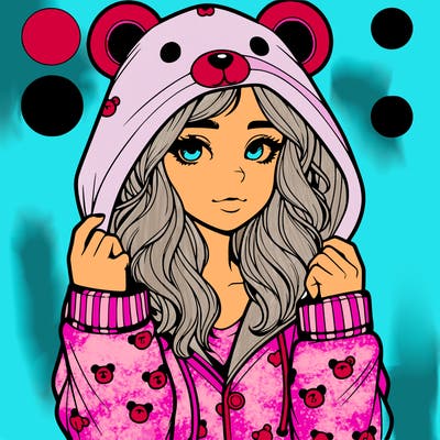 realistic girl in a animal pjs hoodie