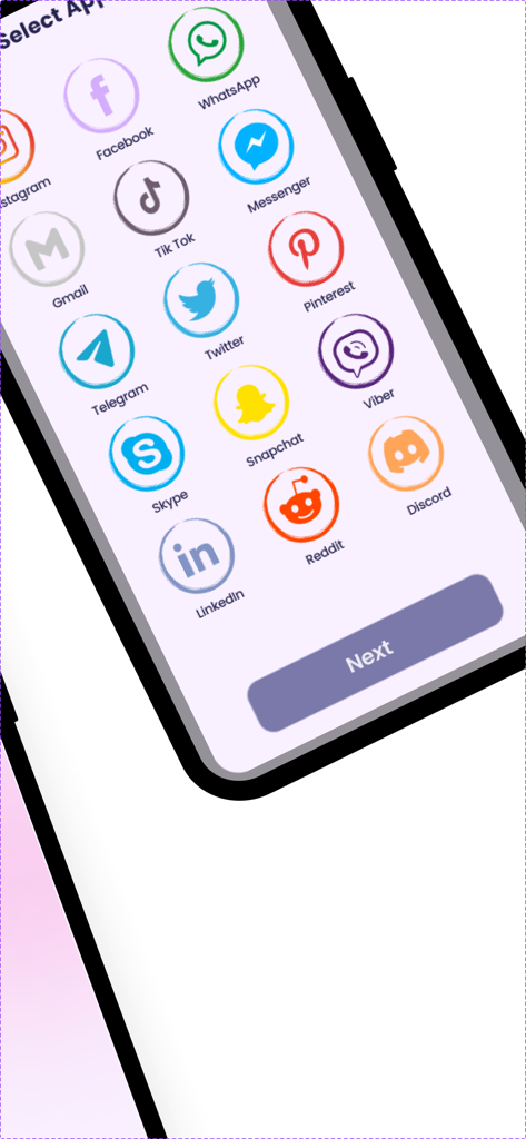 Parallel Account - Dual Space - Interface showing a list of social media and messaging apps available for dual account management