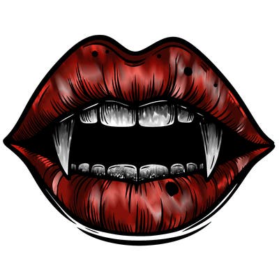 lips with vampire teeth