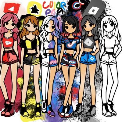 a group of girls wearing crop tops and shorts