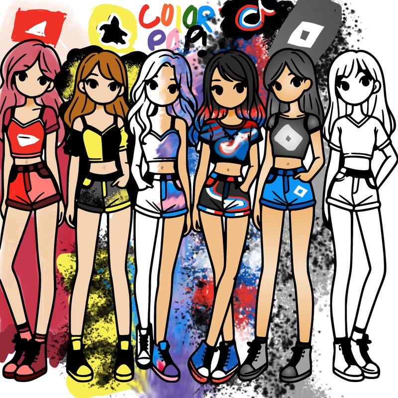 a group of girls wearing crop tops and shorts