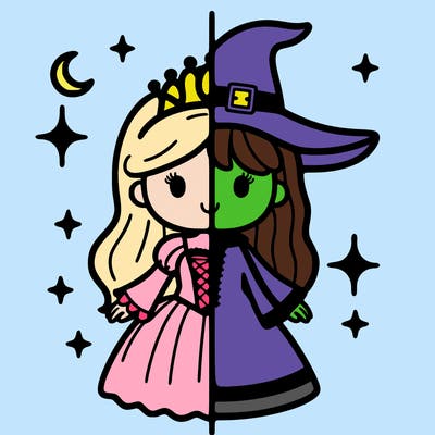 split princess and witch
