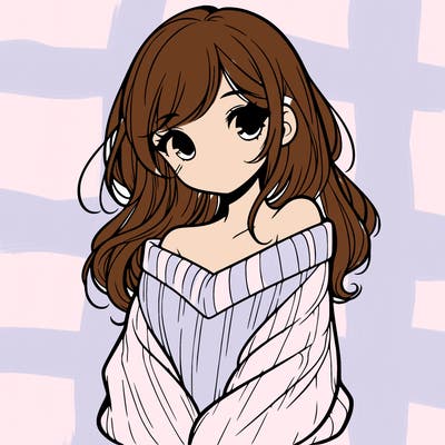 shy pretty girl wearing a sweater that is falling off one shoulder portrait