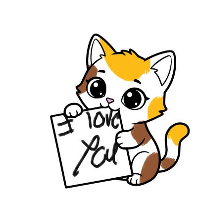 a small cat with a blank sheet of paper in its hand. the cat is sooooooo cute!