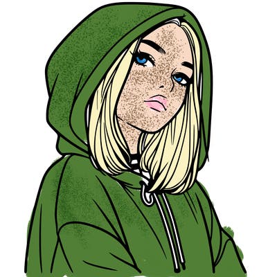 a realistic girl in a hoodie