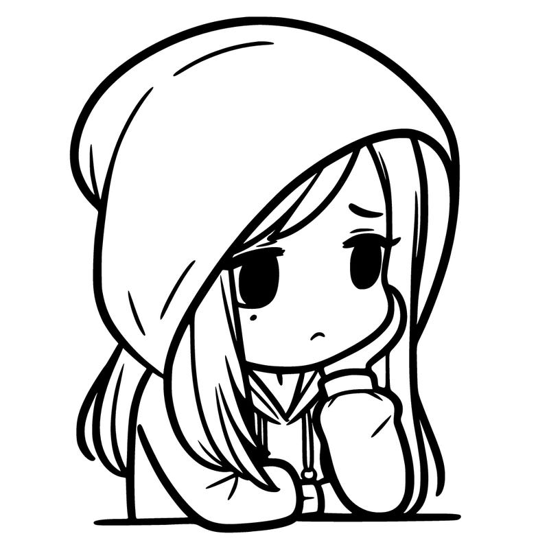 depressed girl in a hoodie