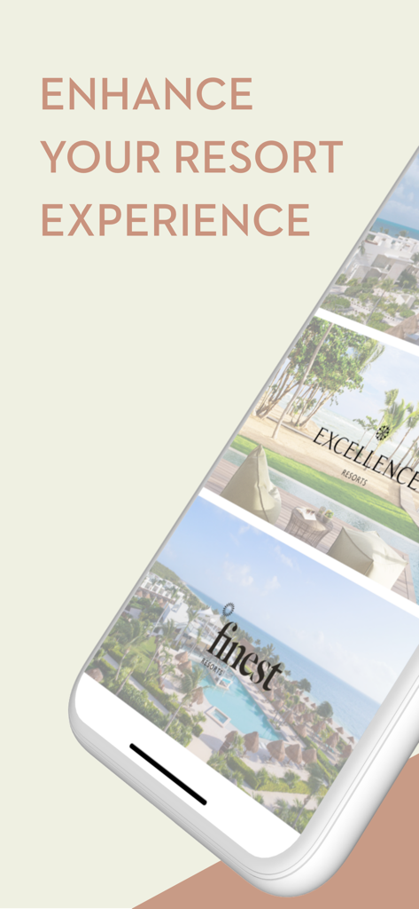 The Excellence Collection - Smartphone screen displaying The Excellence Collection app featuring luxury Caribbean resort options and travel experiences.