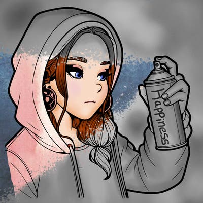 a realistic girl, spray painting