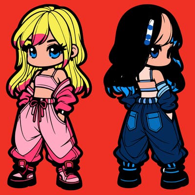 girl in crop top and baggy pants