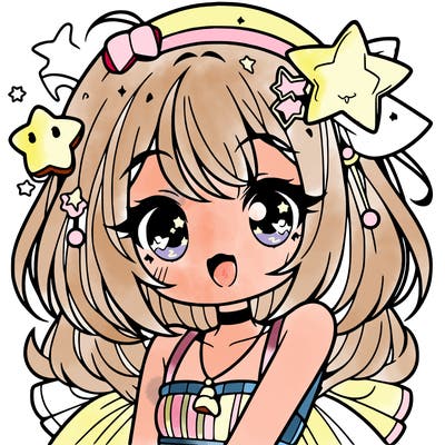 cute anime girl with star accessories