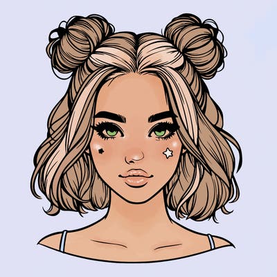 realistic girl with space buns