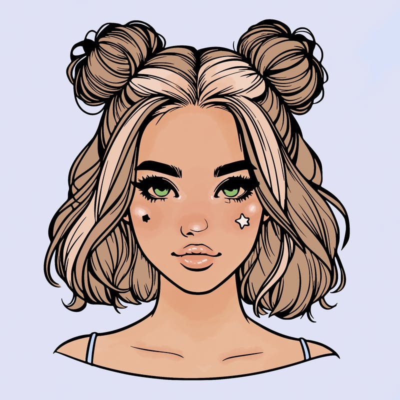 realistic girl with space buns